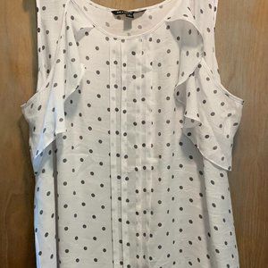 Zac & Rachel Summer Top White with Black Polka Dots (Size 3X)